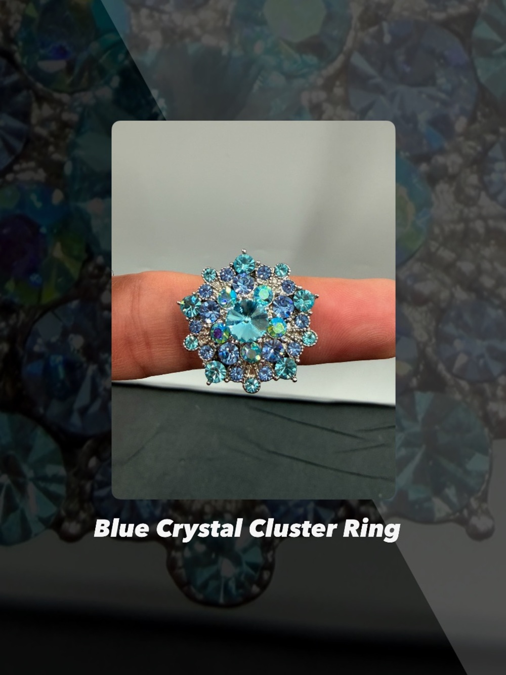 NWOT Blue Crystal Cluster Ring